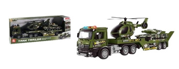 TRUCK WOJSKOWA LAWETA Z HELIKOPTEREM I CZOŁGIEM, pak 16 
wymaga baterii 3*AG13 (zawarte w zestawie), 
skala 1:16, 
wymiary lawety: 48 x 9,5 x 16,5 cm, 
wymiary opakowania: 12 x 22,2 x 53,5 cm