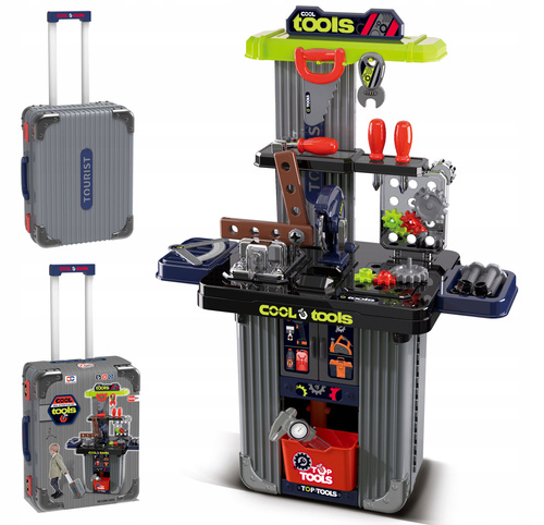 Narzędzia Dla Dzieci W Przenośnej Szarej Walizce Z Akcesoriami Zestaw