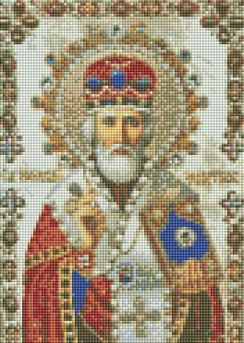 Diamentowa Mozaika Haft Kreatywny Święty Mikołaj Z Miry Z Księgą 30x40 Cm