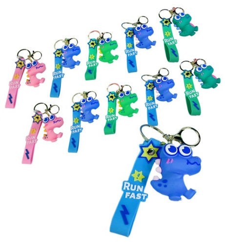 BRELOK ZAWIESZKA DO KLUCZY KROKODYL / DINOZAUR Z PASKIEM SILIKONOWYM