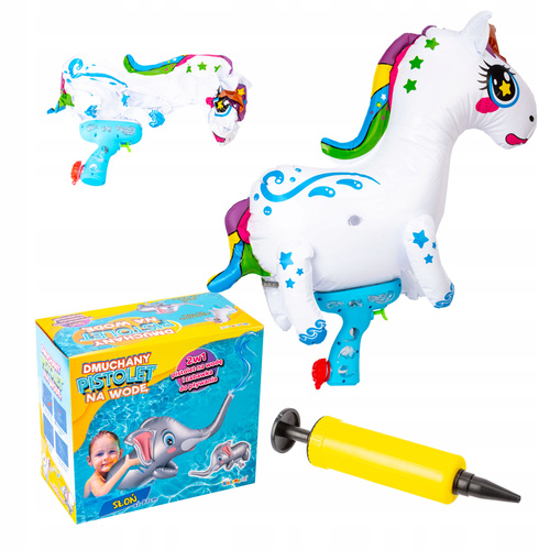 Pistolet Na Wodę Zabawka Dmuchana 2w1 Ogromna Pompowana Jednorożec