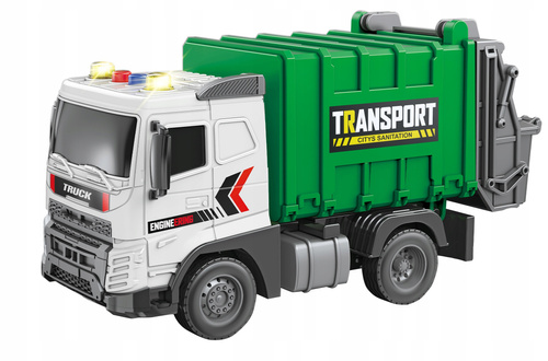 Auto Śmieciarka Transport Zielona Z Efektami Dźwiękowymi Oraz Świetlnymi