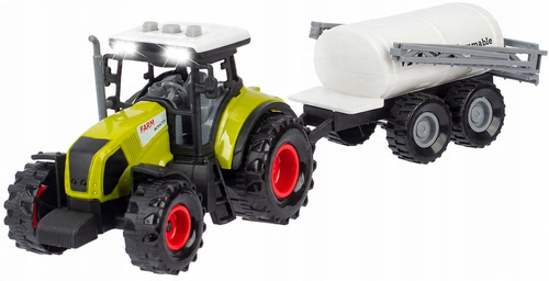 Ciągnik Traktor Z Przyczepą Zestaw Rolniczy Farmer Cysterna Światło Dźwięk