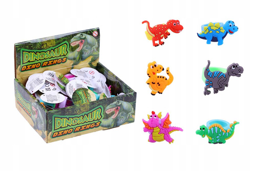 Pierścionek Z Dinozaurem Gumowy Kilka Rodzajów Kolorowy Różne Rodzaje