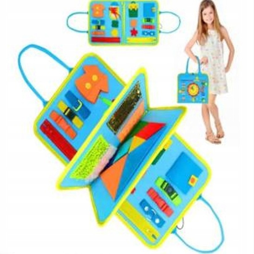 Tablica Manipulacyjna Interaktywna Niebieska Dwie Przekładki Montessori