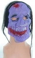 Maska Gumowa Kolorowa Straszna Halloween Z Włosami Przebranie Bal