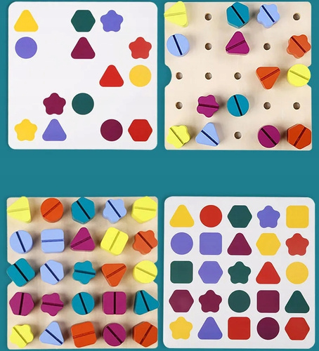 Drewniana Zabawka Wkręty Różne Kolory Nauka Manualna Przez Zabawę