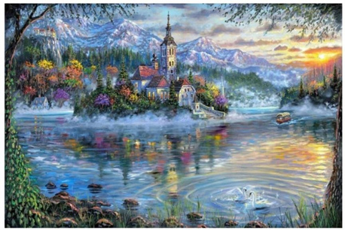 Diamentowa Mozaika Zamek Na Wyspie Haft Kreatywny 30x40 Cm