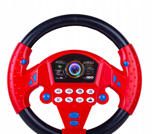 Kolorowa Kierownica Z Przyssawką Dźwięki Jazdy Edukacyjna Czerwona