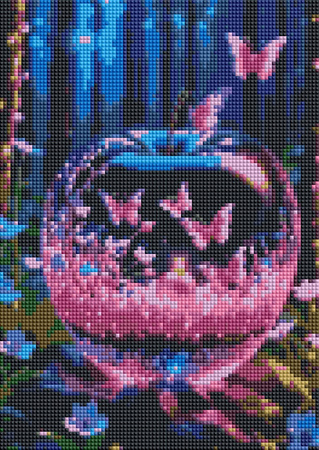 Diamentowa Mozaika Szklane Jabłko Z Motylami I Świecą 30x40 Cm