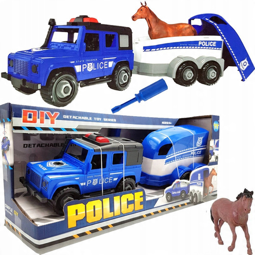 Policja Z Przyczepą Wóz Policyjny Zestaw Auto Koń Zestaw Do Rozkręcania