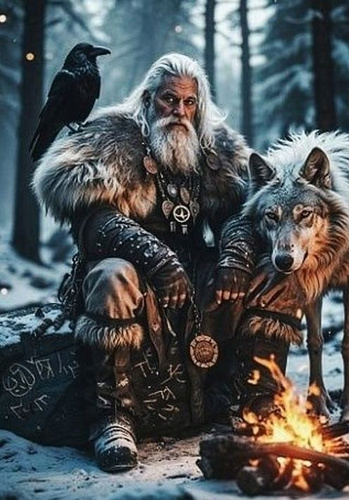 Diamentowa Mozaika Nordycki Wojownik Z Wilkiem 30x40 Cm Kreatywne Diamenty