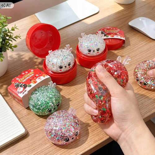 Gniotek Jelonek Świąteczny Żelowy Konfetti Sensoryczny Antystresowy Squishy