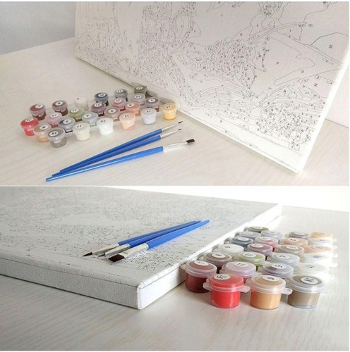 Malowanie Po Numerach Stado Słoni Na Tle Zachodzącego Slońca 50x40 Z Ramą