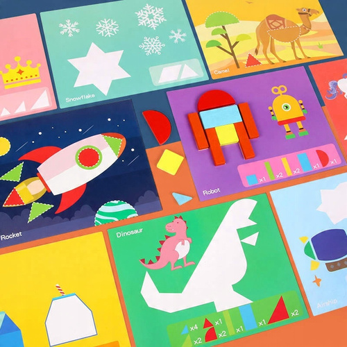 Układanka Montessori Klocki Drewniane , Puzzle 168