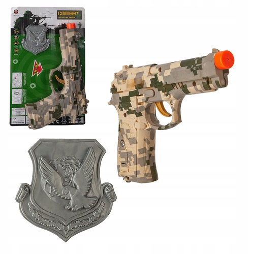 Pistolet Moro Z Dźwiękiem Wystrzału + Odznaką Blister