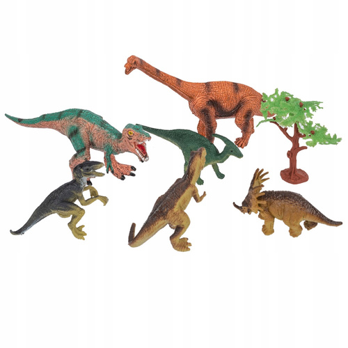 Zwierzęta Dinozaury Figurki Realistyczne 6 Sztuk Z Drzewem