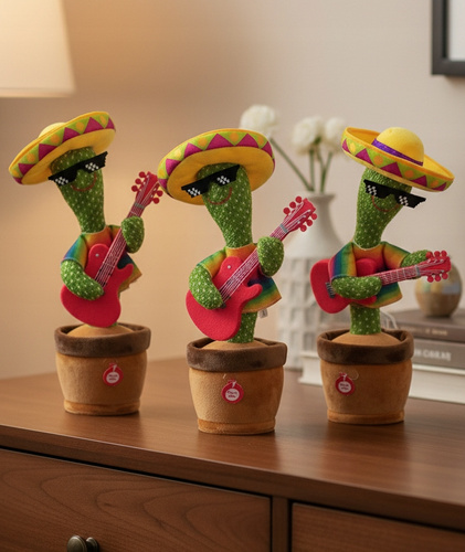 Tańczący Kaktus Z Gitarą Funkcja Powtarzani Śpiewania I Tańczenia