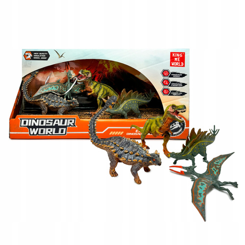 Zestaw 4 Figurek Dinozaurów W Dioramie Dinosaur World