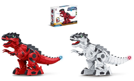 ROBOT DINOZAUR TYRANONOSAURUS REX ZE ŚWIECĄCYM OGONEM, pak 48/24 
dwa warianty kolorystyczne, świecący ogon, 
wymagane baterie 3 AA (nie zawarte w zestawie) 
wymiary produktu: 28 x 18 x 10 cm
wymiary dinozaura: 17,5 x 8,8 x 28 cm