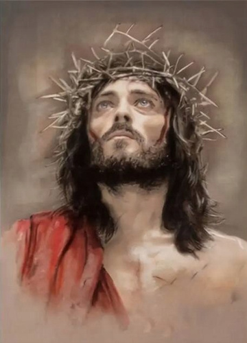 Diamentowa Mozaika Jezus Chrystus Ukoronowany Cierniem 30X40 Cm Kreatywne