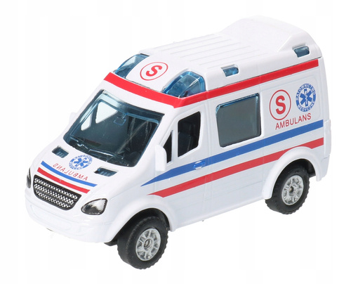 Ambulans Pogotwie Auto Karetka Metalowe 8 Cm Mini Van