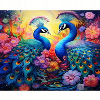 Diamentowa Mozaika Dwa Pawie W Kwiatach 30X40 Cm Kreatywne Diamenty