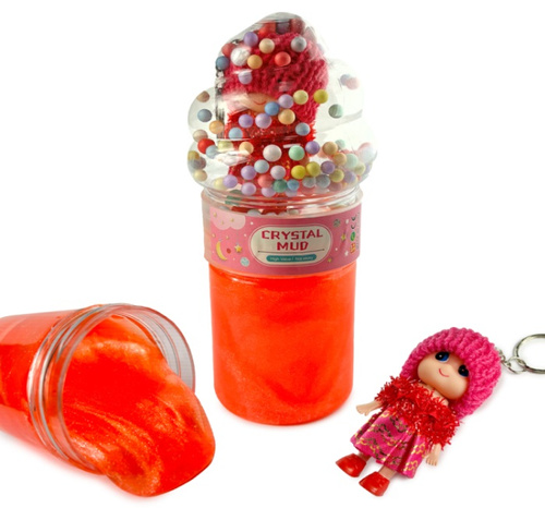 MASA CRYSTAL MUD Z LALECZKĄ, pak 144  HIT
różnokolorowe masy i kilka wzorów ubranek laleczek, 
lalki zanurzone w kuleczkach w kopule na zakrętce 
wymiary: 5 * 15 cm