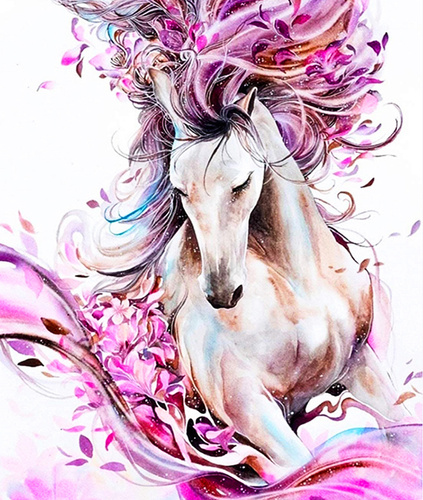 Malowanie Po Numerach Jednorożec Leżący Fiolet