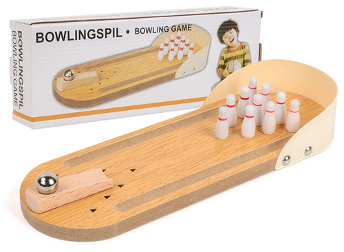 GRA MINI KRĘGLE DREWNIANE, pak 60
mała gierka w kręgle do rozegrania w warunkach domowych,
plansza, kręgle, kuleczka
wymiary produktu: 30 x 22 x 10