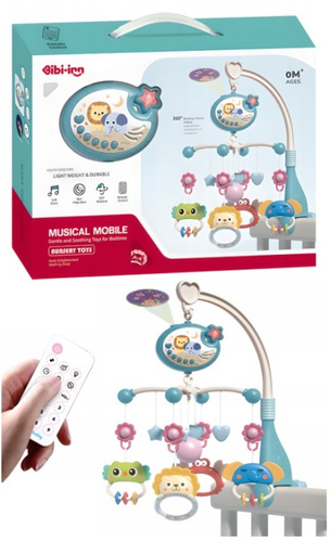 KARUZELA DO ŁÓŻECZKA WIELOFUNKCYJNA Z PROJEKTOREM, pak 36
projekcja gwiazd, grzechotki i gryzaki z uchwytem do mocowania przy niemowlęcym łóżeczku,
rotacja 360 stopni, możliwość sterowania pilotem
wymiar opakowania: 24,5 x 6,8 x 32 cm
