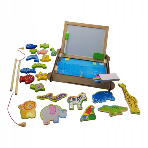 Tablica Kredowa + Gra Rybki 28 X 24 Cm W Skrzynce