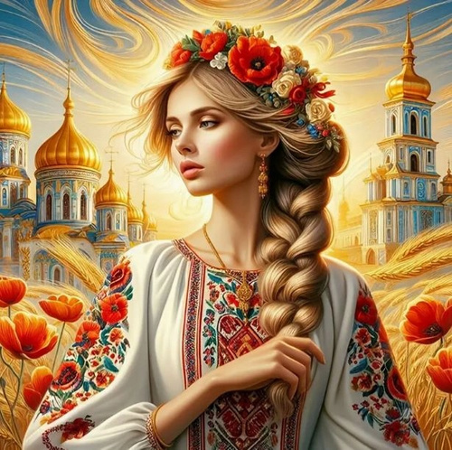 Malowanie Po Numerach Kobieta Słowianka Złota 40X50 Cm Na Ramie Kreatywne