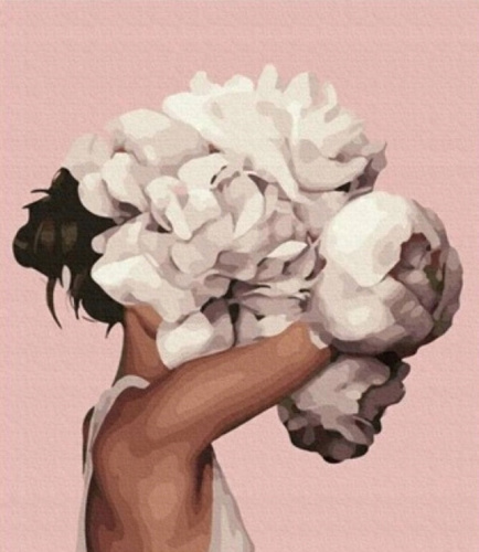 Malowanie Po Numerach Kobieta Z Kwiatami Białymi 40X50 Na Ramie Kreatywne