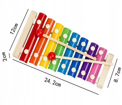 Kolorowe Cymbałki Muzyczne Drewniane 8 Ton Ksylfon Nauka Gry Dla Dzieci