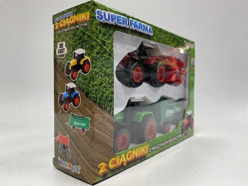 Zielony Traktor Farmera Z Przyczepą Zabawka Dla Dzieci