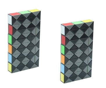 Układanka logiczna kostka kolorowy magiczny wąż łamigłówka linijka 24 el