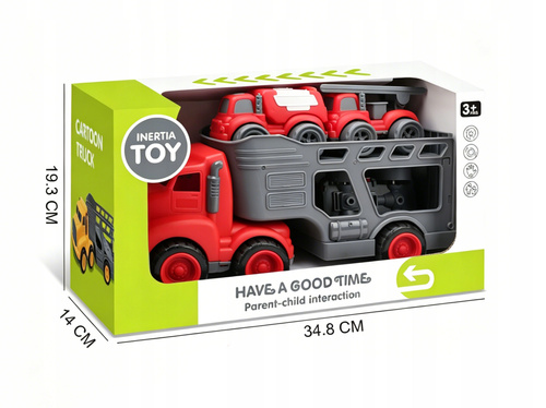 Auto Laweta Z 2 Autami Czerwona Plastikowa Wytrzymała 35 Cm