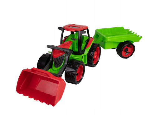 Ogromny Traktor Spychacz Xxl 107 Cm Z Ruchoma Łyżką + Przyczepa Lena