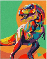 Malowanie Po Numerach Kolorowy Tyranozaur 50X40 Cm Z Ramą Kreatywne