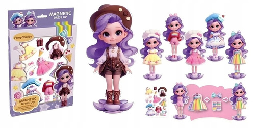 Lalka Zabawa W Ubieranie Lalki Ubranka Fioletowa Magnetyczne Dopasowanie