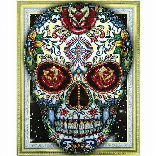 Diamentowa Mozaika 7D Haft Diament Czaszka Mandala 40X30