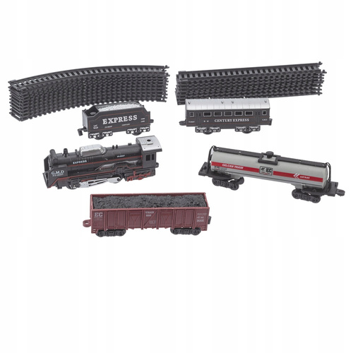 POCIĄG KOLEJKA Z 4 WAGONAMI ZABAWKA DUŻA LOKOMOTYWA CIUCHCIA TOR