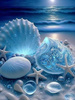 Diamentowa Mozaika Muszle Błękitne Na Plaży 30x40 Cm Kreatywne Diamenty
