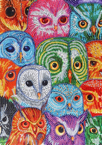 Diamentowa Mozaika Haft Mandala 7D Mozaika Sowy 30X40