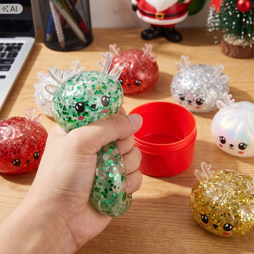 Gniotek Jelonek Świąteczny Żelowy Konfetti Sensoryczny Antystresowy Squishy