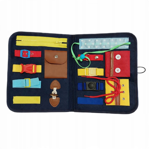 Tablica Manipulacyjna Granatowa Teczka Granatowa Filcowa Nauka Zapinania