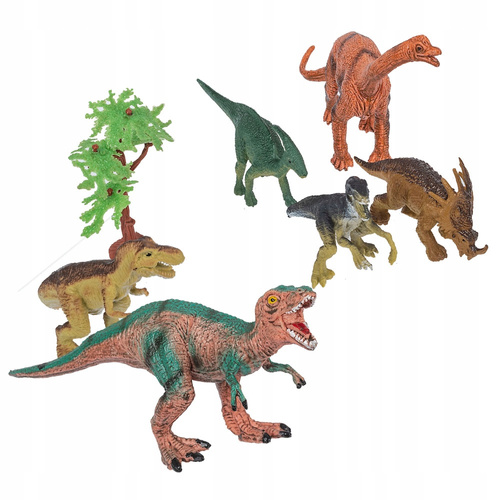 Zwierzęta Dinozaury Figurki Realistyczne 6 Sztuk Z Drzewem