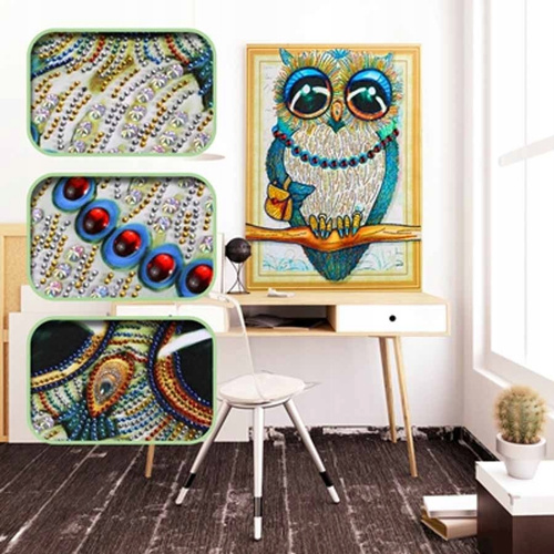 Mozaika Diamentowa 7d Haft Diamentowy Sowa Mandala 7d 30x40