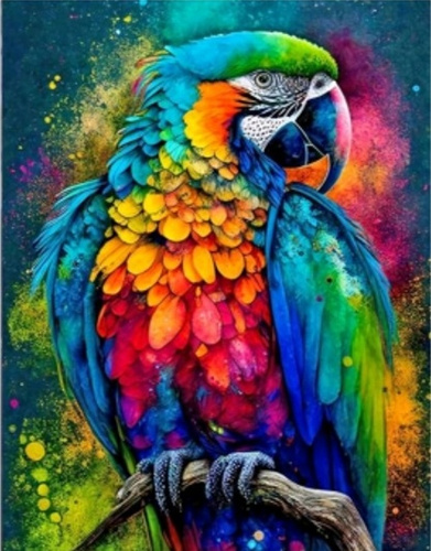 Diamentowa Mozaika Kolorowa Papuga Na Gałęzi 30x40Cm Kreatywne Diamenty